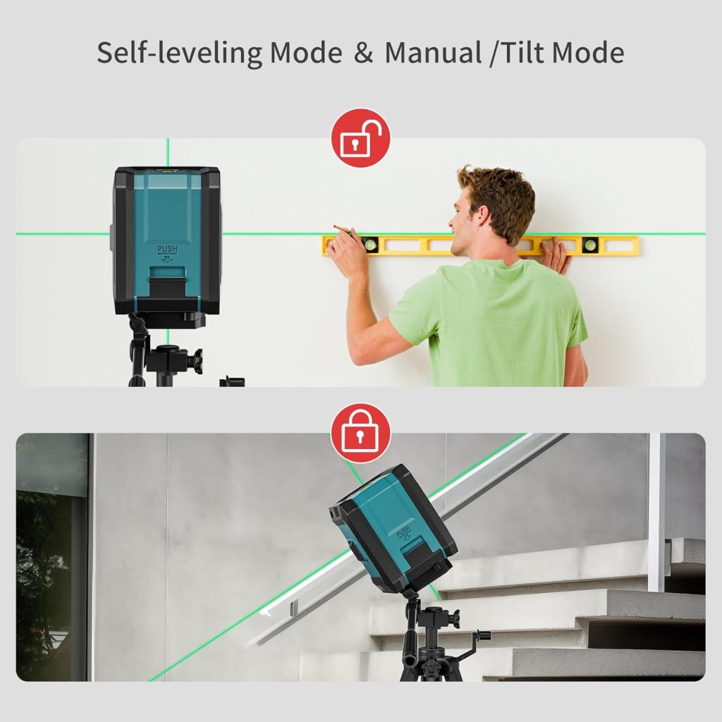 COYU Self-Leveling Cross Line Laser Level -Japanese Green Beam, 100ft Range, 360° Rotation, Carrying Pouch Included