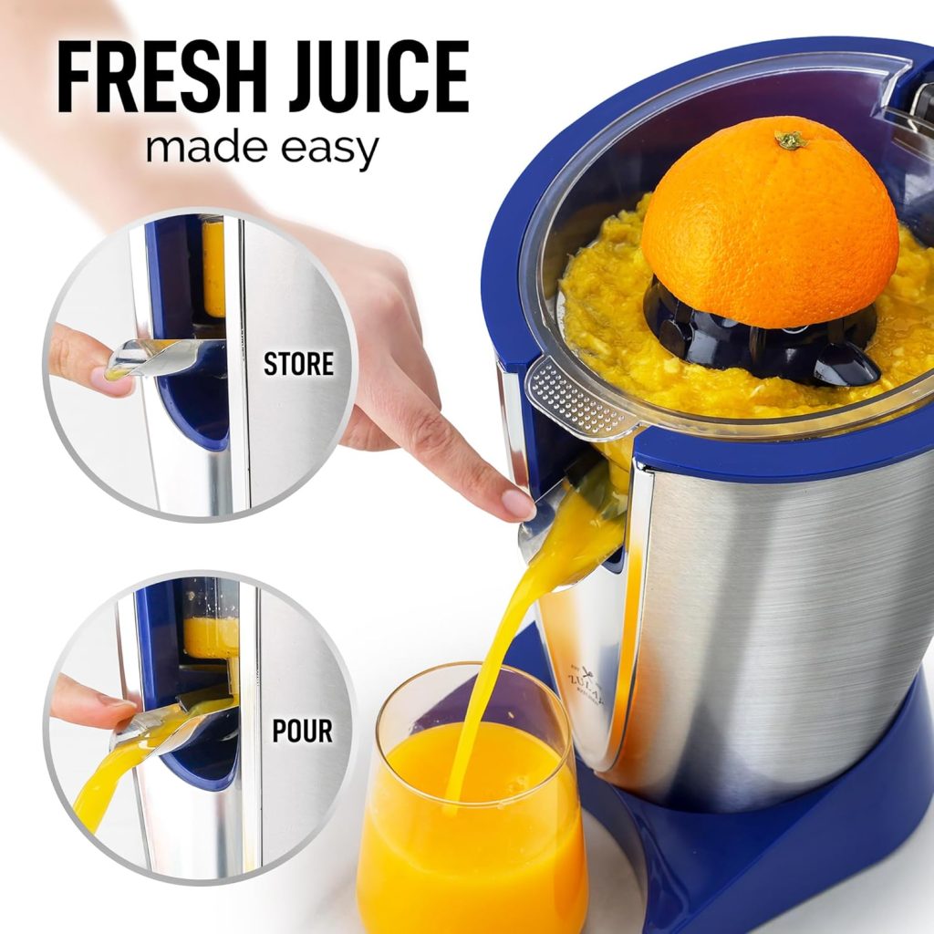 Zulay Orange Juicer Squeezer - Citrus Juicer Electric - Orange Juice Machine - Electric Lemon Squeezer - Powerful Electric Juicers for Citrus - Electric Juicer for Oranges and Lemons - Black/Silver