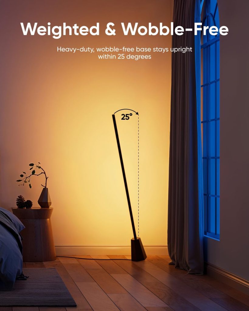 eufy Indoor Floor Lamp E10, RGBWW LED, Smart FLoor Lamp for Living Room and Bedroom, 16 Million Colors, 1700 Lumens, Works with Alexa, Google, Endless AI Light Themes for Christmas, Halloween, Black
