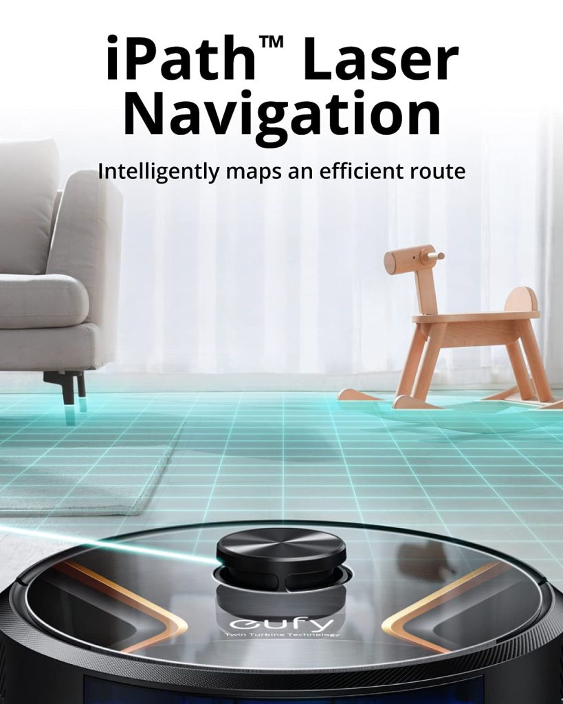 eufy X8 Hybrid, Robot Vacuum and Mop Cleaner with iPath Laser Navigation, Twin-Turbine Technology generates 2000Pa x2 Suction, AI. Map 2.0 Technology, Wi-Fi, Perfect for Pet Owner