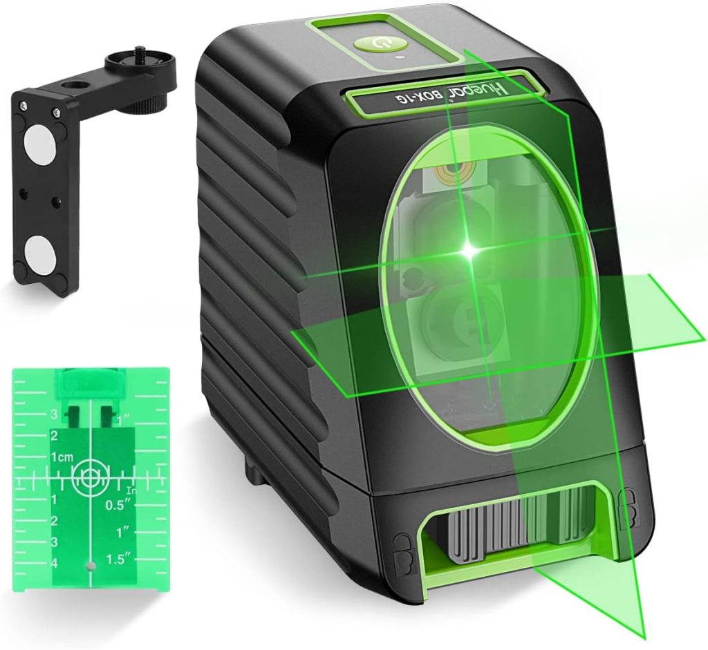 Laser Level 360 Self Leveling, Huepar Box-1G 150 feet Lazer Level Outdoor Green Cross Line with Pulse Mode, 150° Vertical Selectable Laser Lines, 360° Magnetic Base and Battery Included