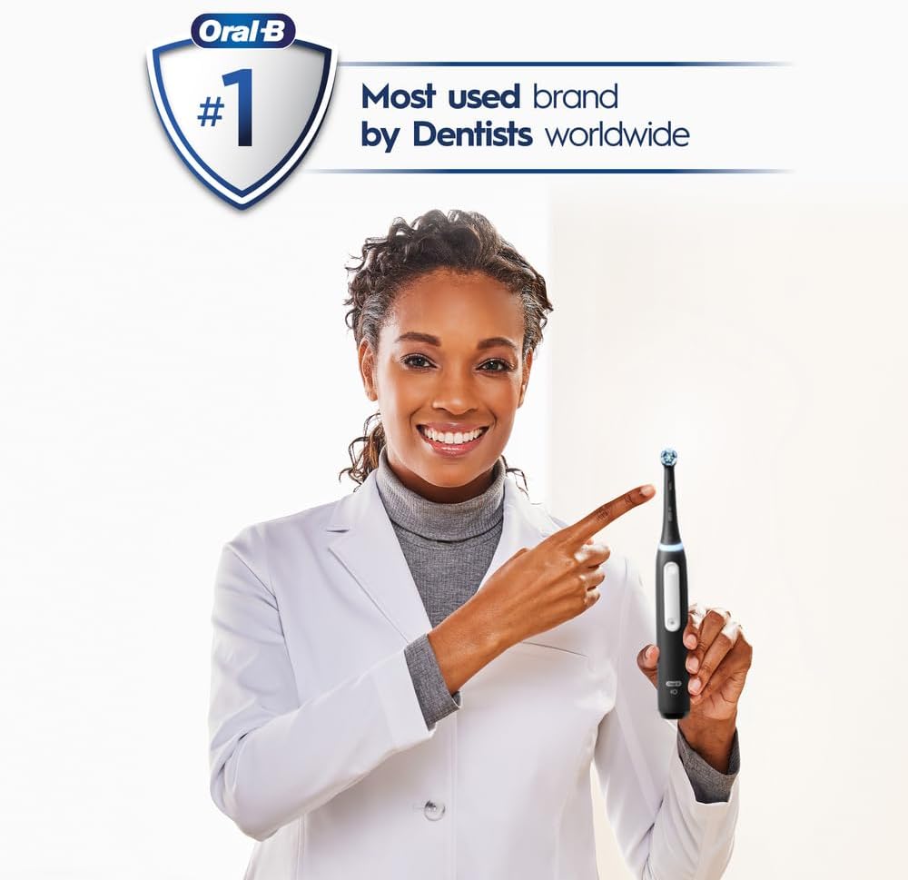 Oral-B iO Deep Clean Rechargeable Electric Powered Toothbrush, Black with iO Series 3 Limited, 2 Brush Heads and Travel Case - Pressure Sensor to Protect Gums - 3 Cleaning Settings - 2 Minute Timer