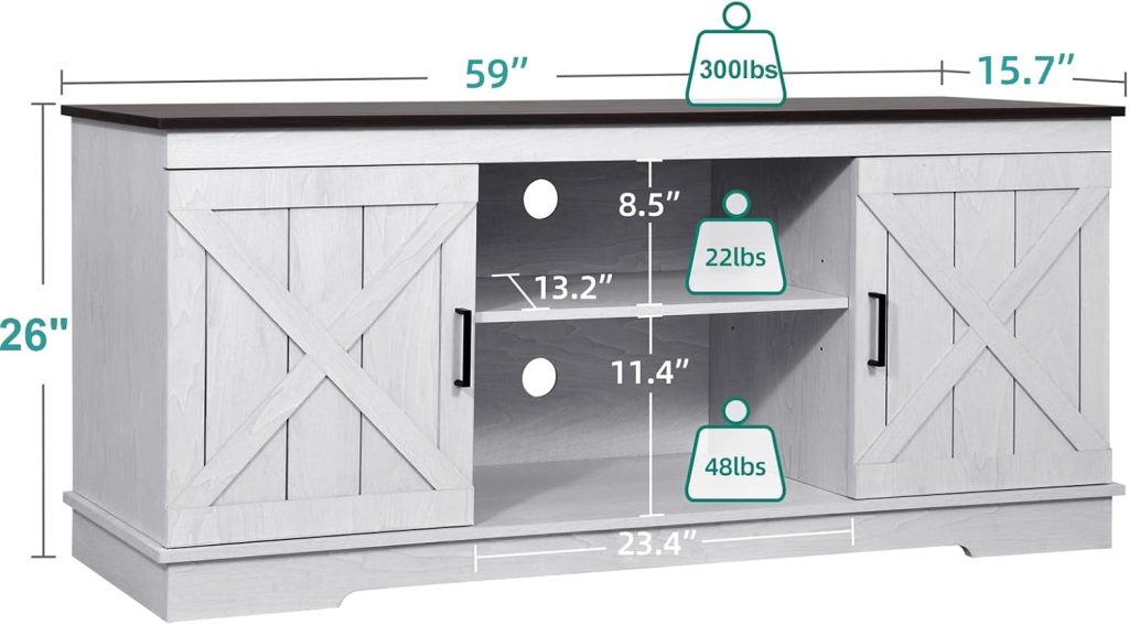 YITAHOME TV Stand for 65 Inch TV, Farmhouse Entertainment Center with Double Barn Doors and Storage Cabinets, Rustic TV Cabinet Media Console Table for Living Room, 59 Inch, Espresso