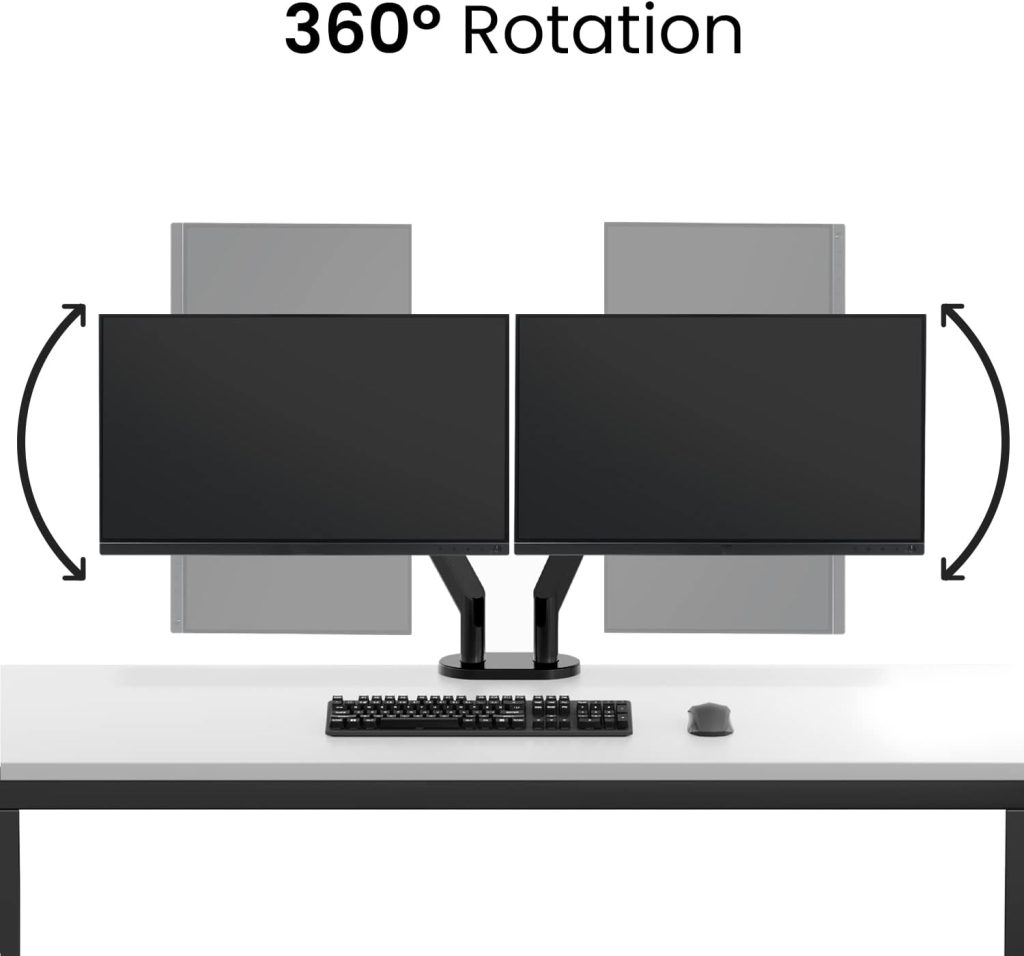 EVEO Premium Dual Monitor Mount 14-32” Dual Monitor Stand Vesa Bracket Adjustable Height Gas Spring Monitor Stand for Screen Full Motion Dual Monitor Arm-Computer Monitor Stand for 2 Screens - Red